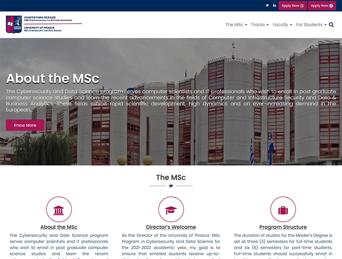 MSc Cybersecurity & Data Science website screenshot